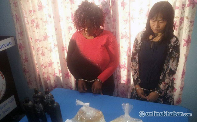 Two foreigners held with 2.7 kg of liquid cocaine, first such seizure in Nepal