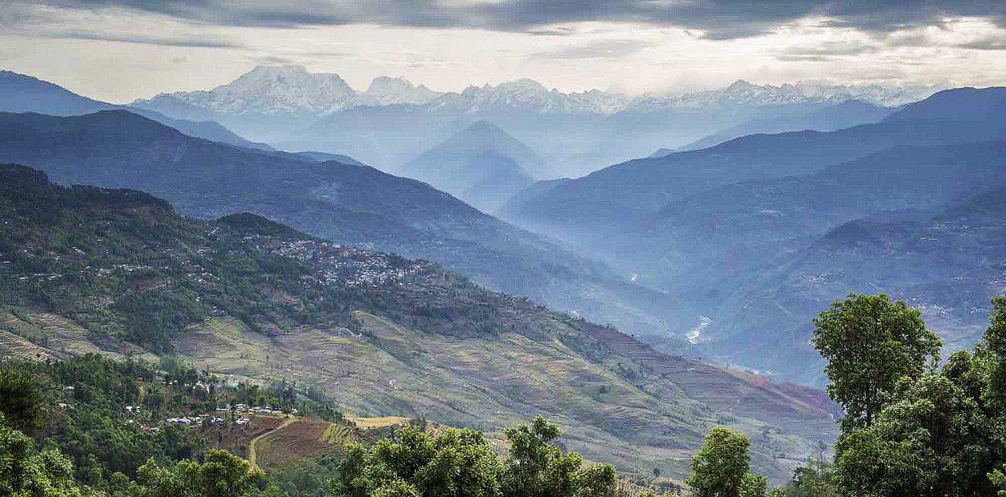 A view of Mt. Gauri Shanker and Tamakoshi river watershed from Charikot, Dolakha, nepal.