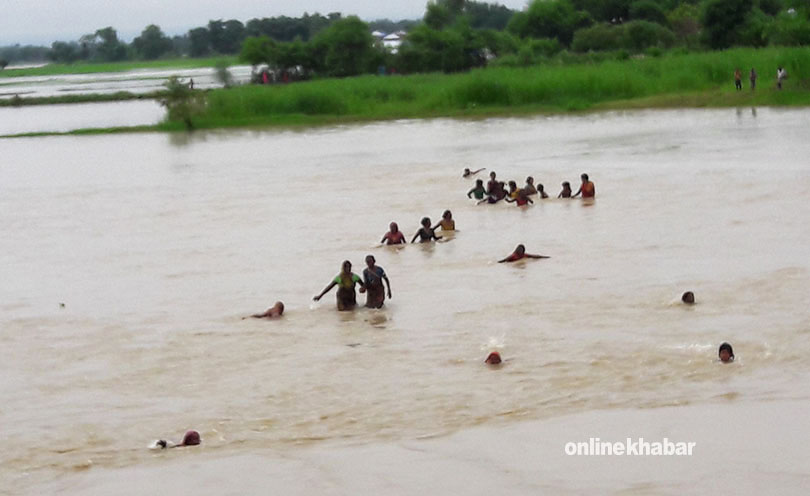 Saptari district neck-deep in floodwater, rescue, relief distribution, rehabilitation nowhere near