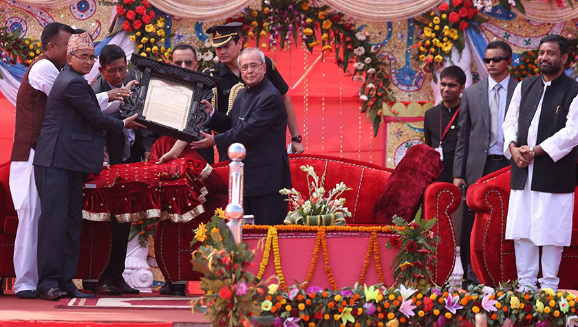 Indian President Mukherjee feted at civic reception in Janakpur