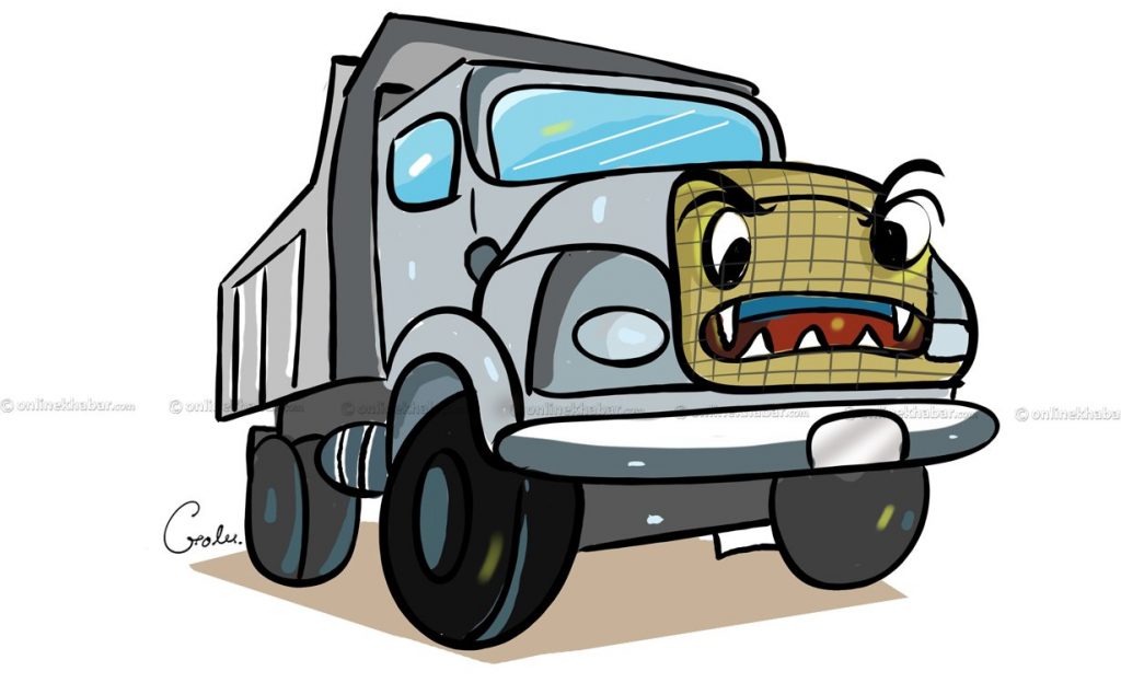 Representational sketch: A tipper hit/truck hit