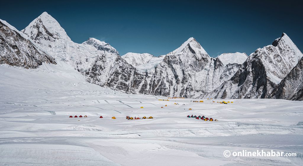 View of camp 1 on Everest.