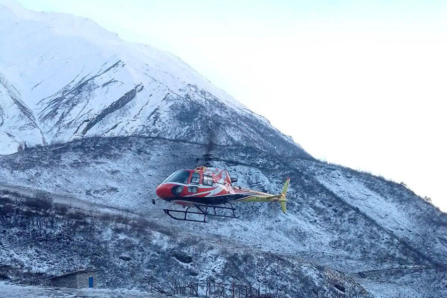 File: A helicopter around the Dhaulagiri region