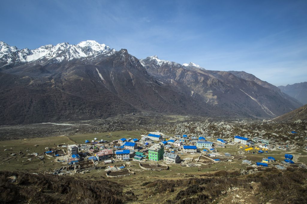 Nepal ecosystems in mountain - Kyanjin Gompa- the last settlement of Langtang valley