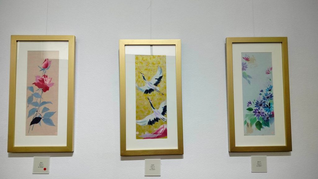 Artworks by artist Sapana Kharel at her solo art exhibition Shilpanjali at Nepal Art Council, Baber Mahal, Kathmandu.