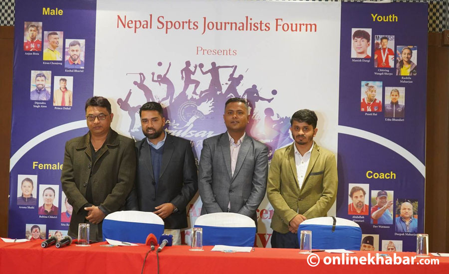 Nepal Sports Journalists Forum (NSJF) announces the nominees for four categories of the NSJF Pulsar Sports Award 2023 in Kathmandu, on Tuesday, February 28, 2023.