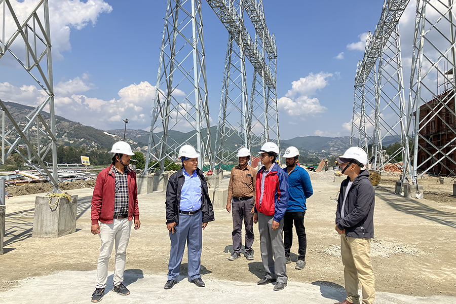 Nepal Electricity Authority (NEA) Managing Director Kul Man Ghising inspects an under-construction substation among eight high-capacity substations in Kathmandu.
