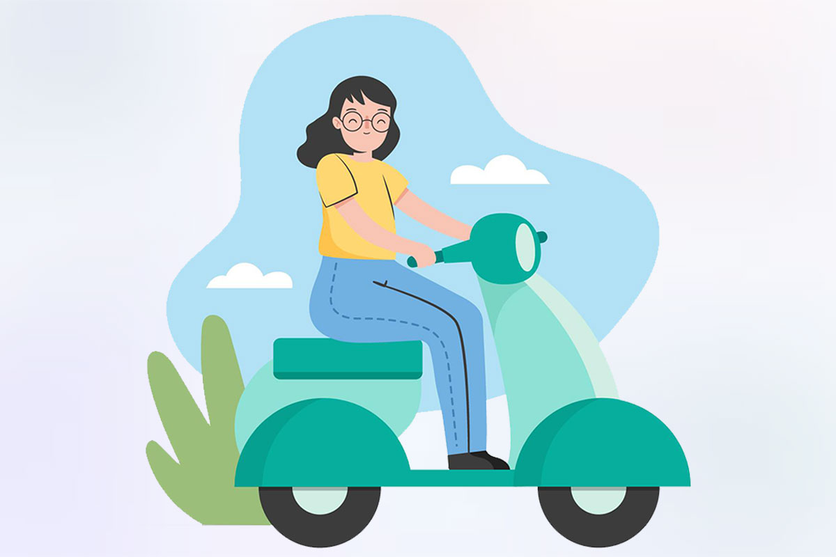 woman-riding-green-electric-scooter for greener future