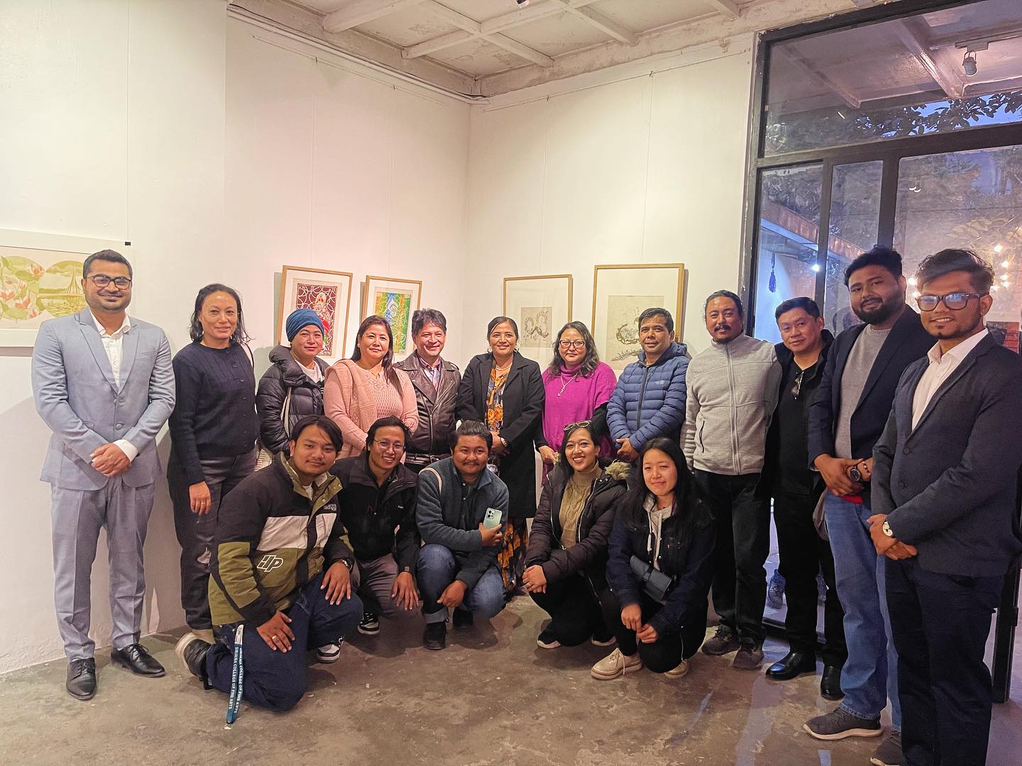 Bangladeshi artists and Nepali artists at the exhibition Lines of Relationship at MCube gallery, Patan
