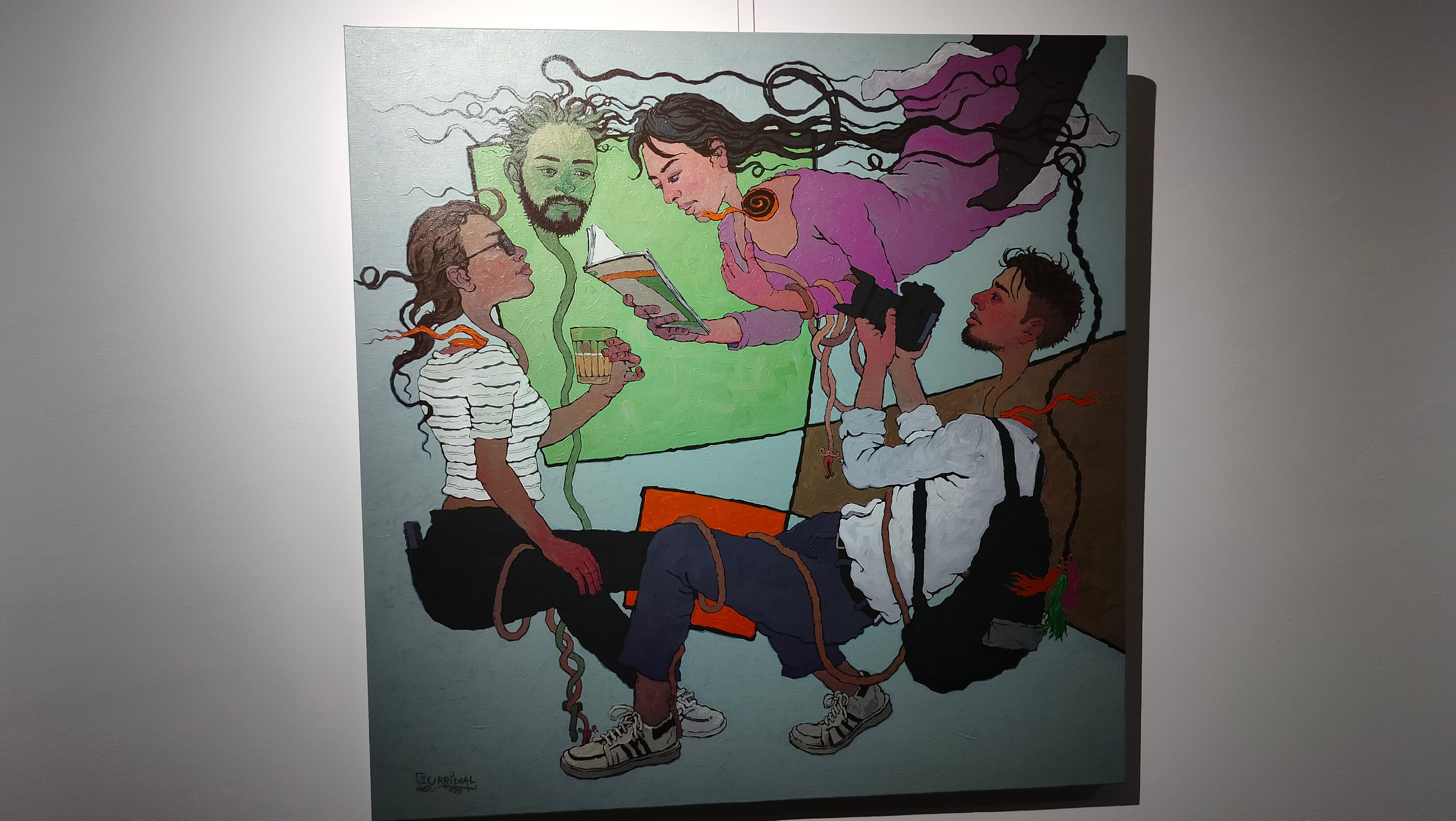 Distortion, fragmentation, and surreal juxtapositions serve as tools to uncover deeper truths in the solo painting exhibition by UR Rimal.