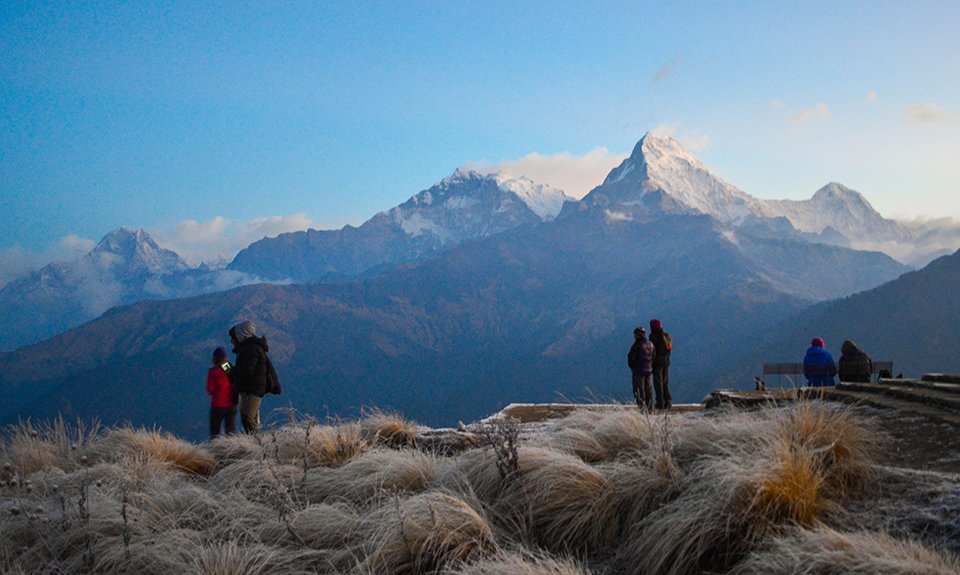 (L to r) Hiunchuli, Annapurna South, Braha peaks & Nilgiri respectively from the right from Poon Hill.