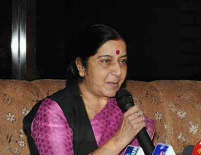 Sushma Swaraj, Ajit Doval arriving to pay tributes to Sushil Koirala
