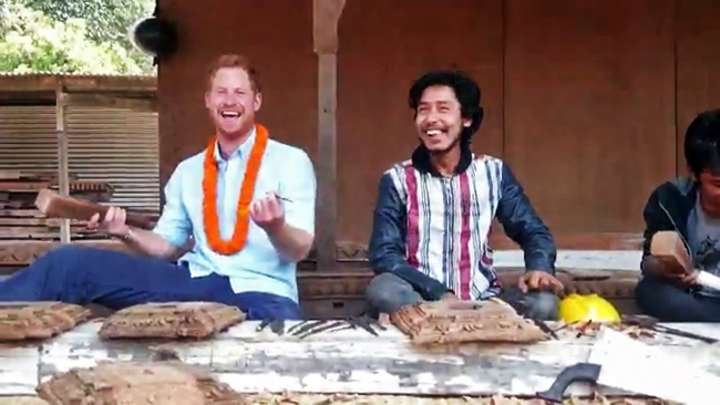 Harry the aspiring craftsman shows up at Patan Durbar Square