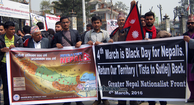 Greater Nepal activists stage protest against Treaty of Sugauli