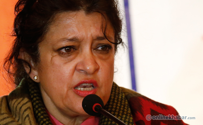 Nepali Congress leader Sujata Koirala announces candidacy for party leadership