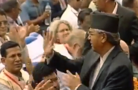 Former prime minister Deuba attends Naya Shakti inaugural, Prachanda gives it a miss