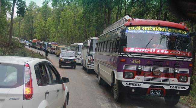 Hundreds of vehicles stuck as landslides shut traffic movement on Narayangadh-Mugling road