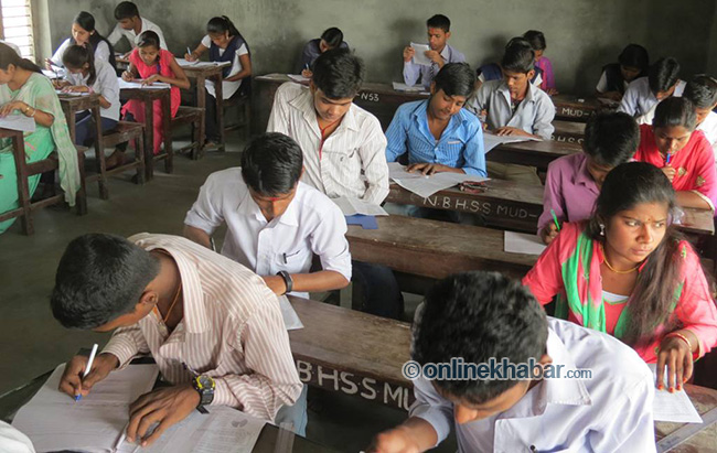 File: Students sit for Secondary Education Examinations (SEE) in Rautahat.