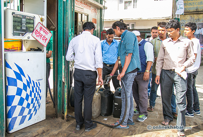 A day’s disruption in oil supply worries Kathmandu, long queues form outside filling stations