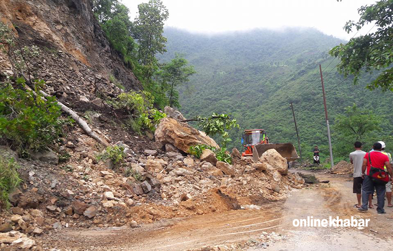 Melamchi-Bhotang road shut due to landslides, local people facing hardships galore