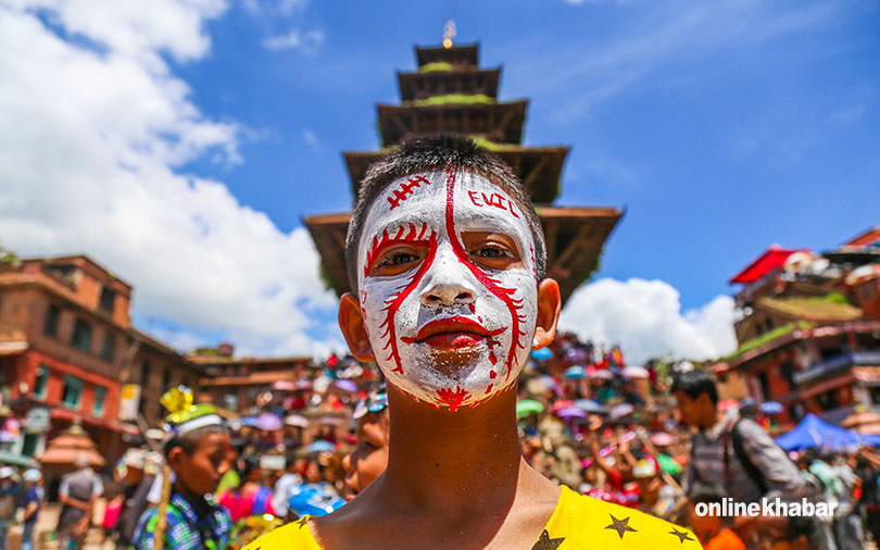 A Gaijatra celebration in Bhaktapur