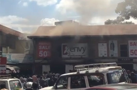 Shoe store catches fire