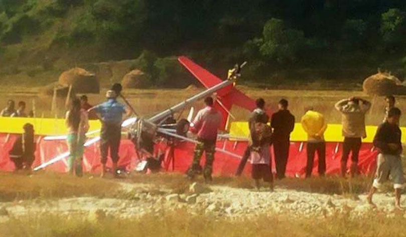 Ultralight crashes in Pokhara, pilot dead, passenger injured