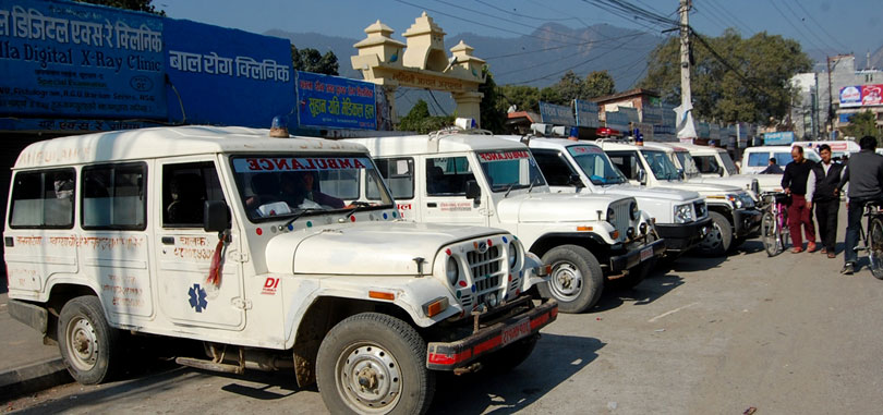 Ambulance drivers stage protest in Butwal, demand security