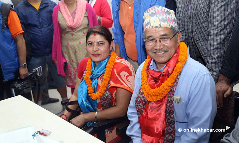 Lalitpur Mayor Chiri Babu Maharjan along with his deputy Geeta Satyal during the first term as Lalitpur mayor (2017-22).
