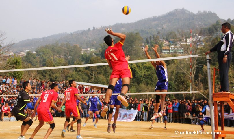 a volleyball game