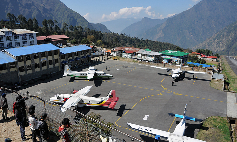 File: Tenzing Hilary Airport in Lukla, Solukhumbu Manthali-Lukla flights