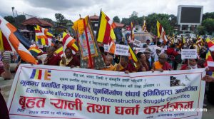 Nepal’s Buddhist monks take to streets demanding reconstruction of quake-hit monasteries