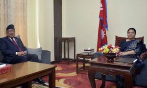 President consults Dahal about National Assembly ordinance