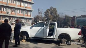 All tyres of parked pickup truck get stolen within Singhadurbar