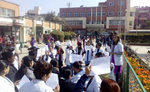 Nurses across Nepal launch protest demanding reinstatement of sacked colleagues