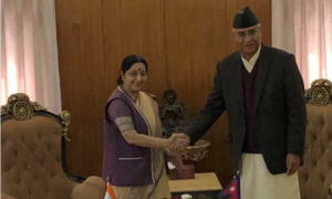 Indian EAM Swaraj calls on Deuba, wraps up Nepal visit