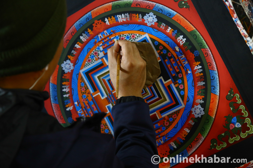 File: A thangka painting as souvenirs from Nepal