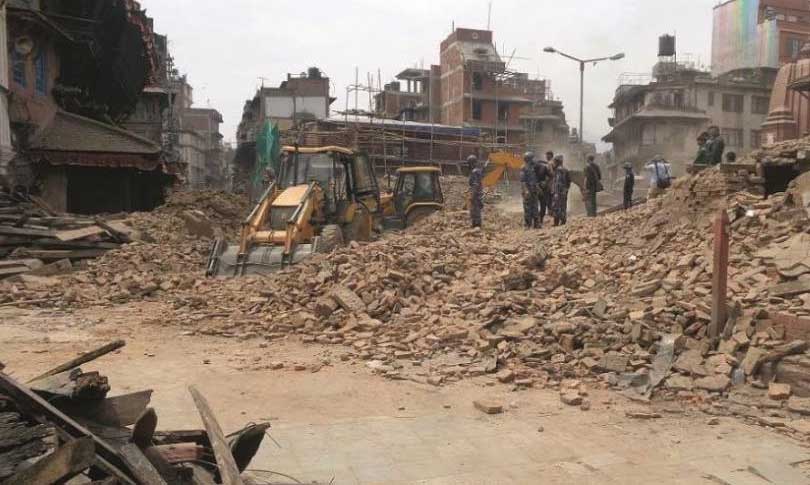 The rubble after destruction of Kasthamandap