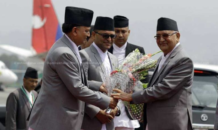 Prime Minister KP Sharma Oli returns home after 'successful' China ...