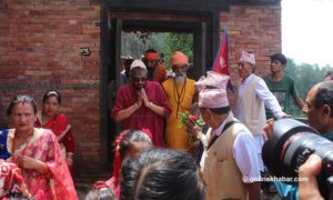 Former Crown Prince Paras Shah offers puja to family gods in Gorkha