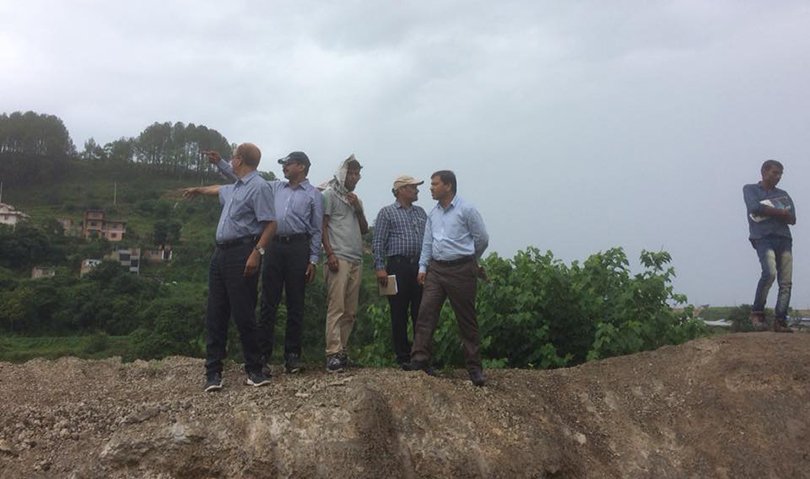 Members of a technical team at a site along proposed Raxaul-Kathmandu railway, on Friday, June 8, 2018.