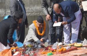 PM Oli lays foundation stone to Dharhara