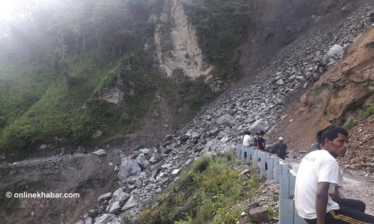 People stranded without food and water after Karnali Highway landslide ...