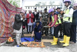 President Bhandari lays foundation stone to NRB’s Central Office Building
