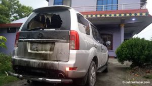 Province 5 CM Pokhrel visits party whip Dhakal after his car was attacked
