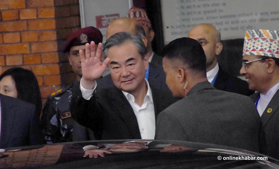 File: Chinese Foreign Minister Wang Yi at Kathmandu airport, on Sunday, September 8, 2019.