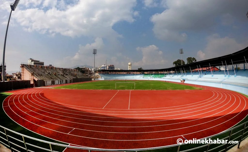File: The Dasharath Stadium is ready to host the South Asian Games 2019