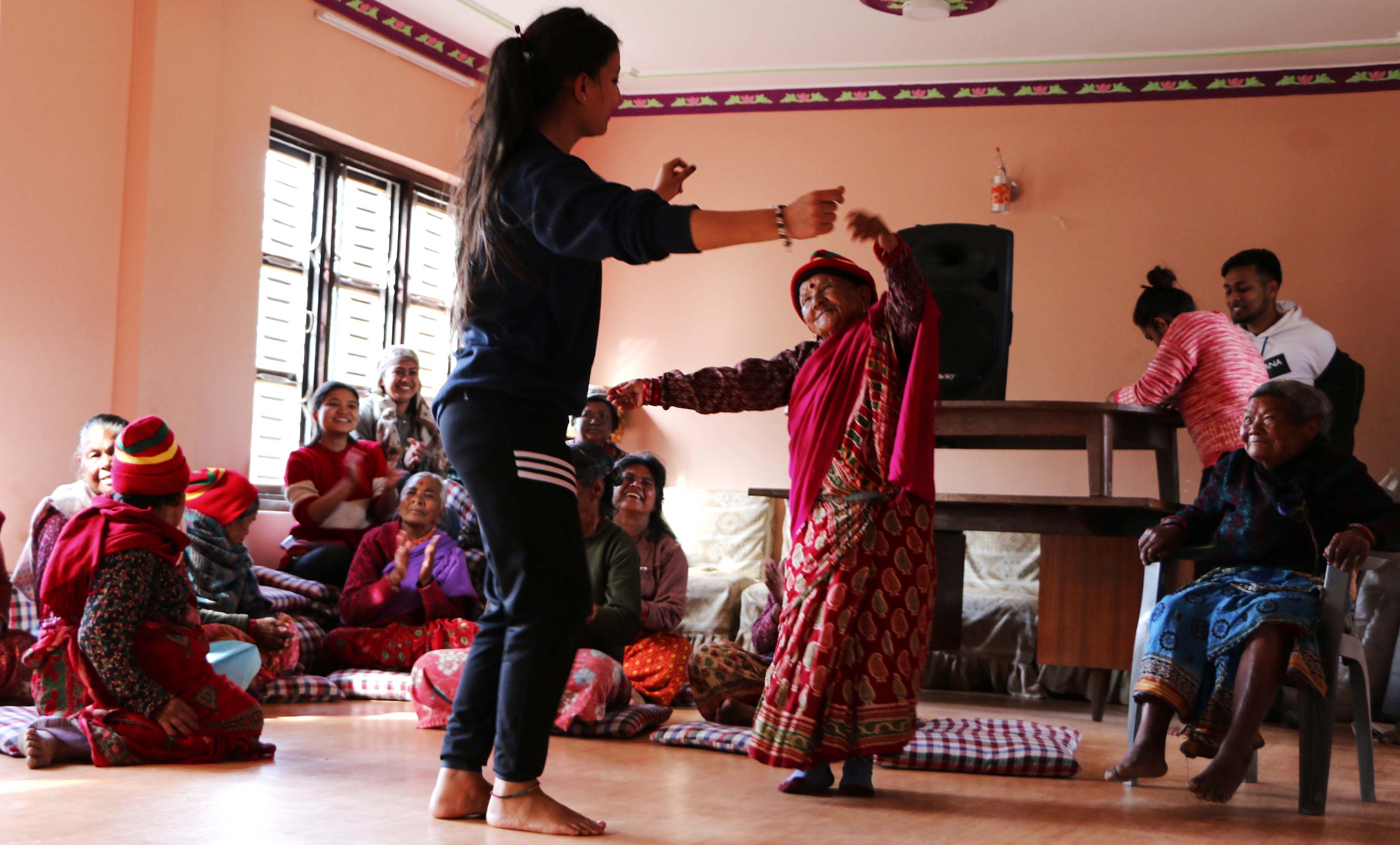 Elders in Mata Tirtha Old Age Home Dance lesson