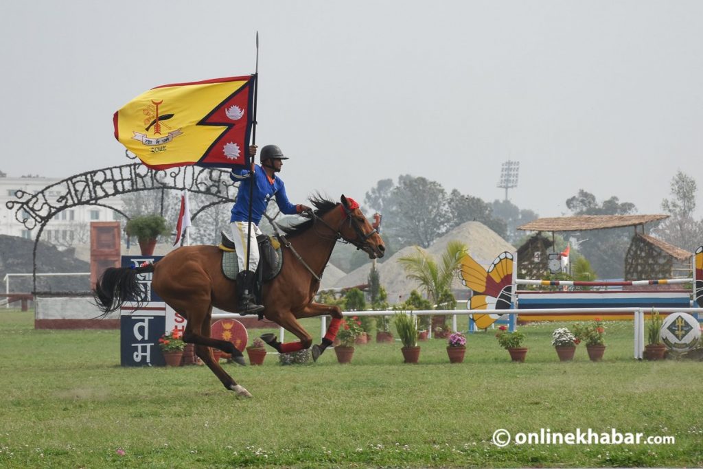 File: A cavalryman during a Ghodejatra event in Kathmandu. 