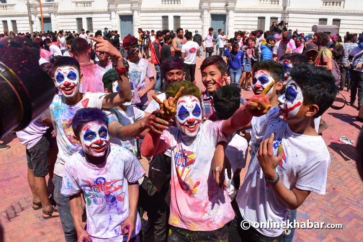 File: A Holi celebration at Basantapur, Kathmandu